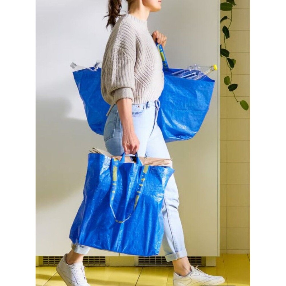⭐3/$30⭐ IKEA FRAKTA Blue Shopping Bags Set of 2 Large & Medium Reusable Tote NWT